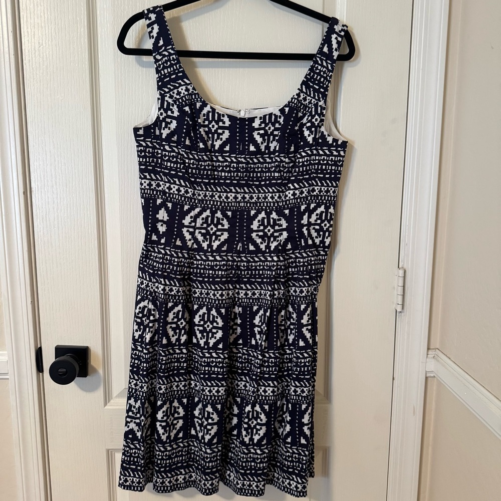 Navy and White Patterned Dress